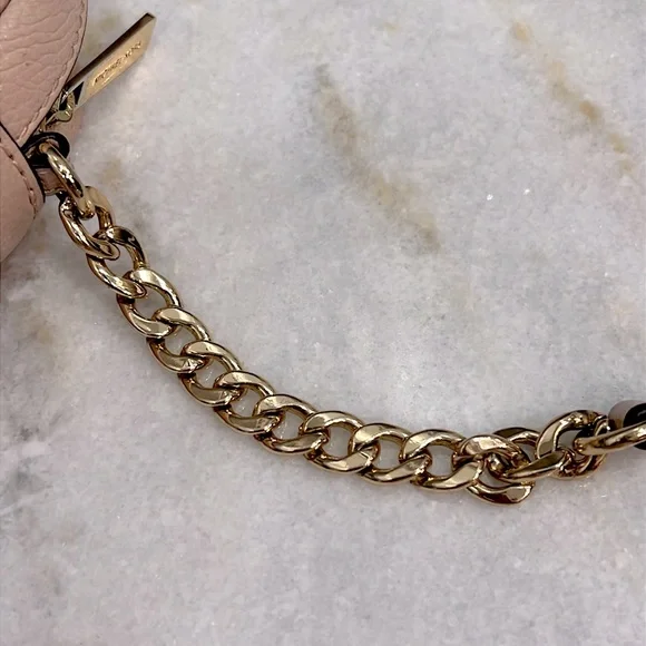 Michael Kors Blush Pebbled Leather Chain Detail Crossbody Bag - Picture 15 of 16